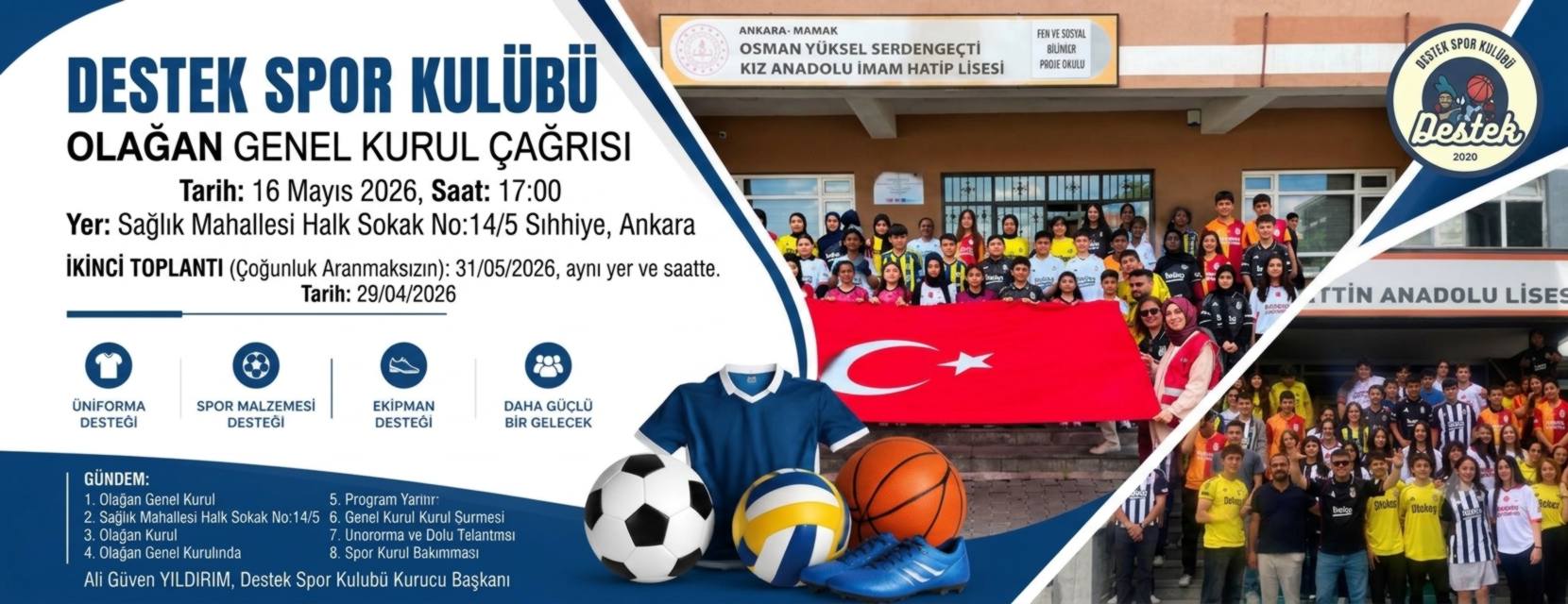 Destek Spor Kulübü Olağan Genel Kurul Çağrısı